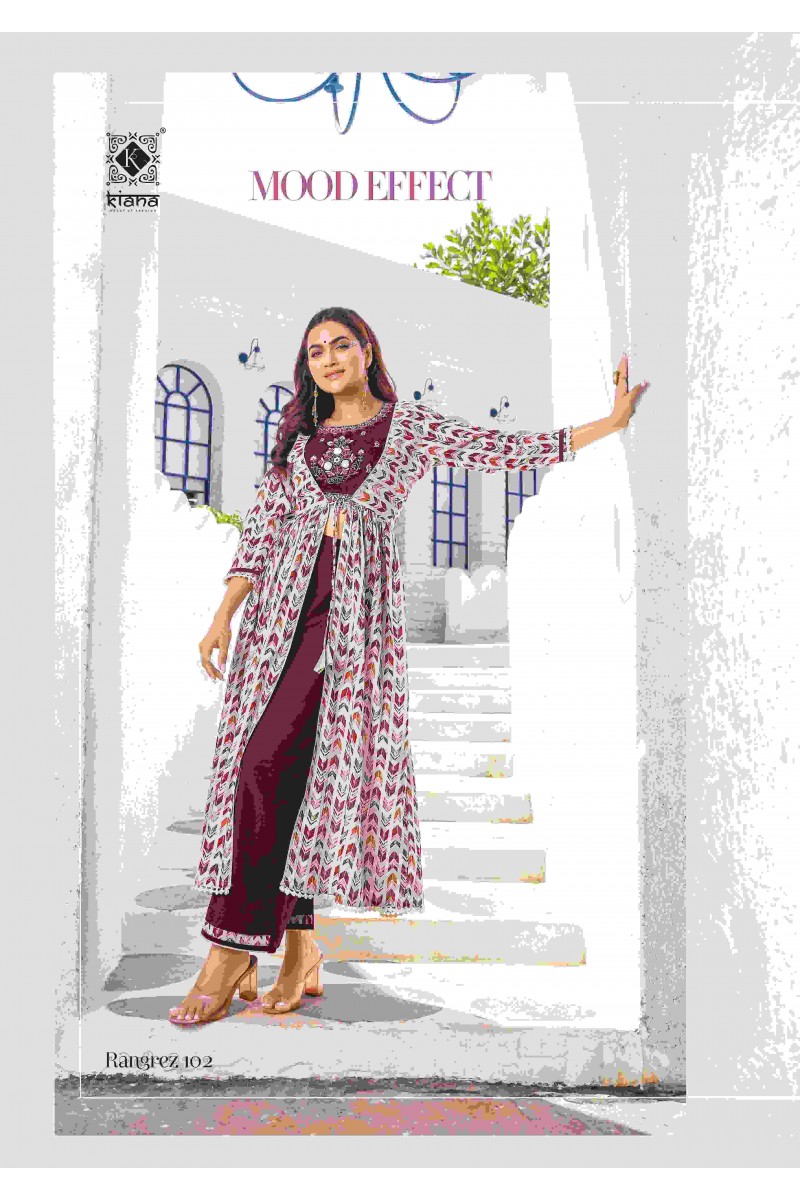 Kiana Rangrez Shrug Style Embroidery Work Wholesale Kurtis Traders