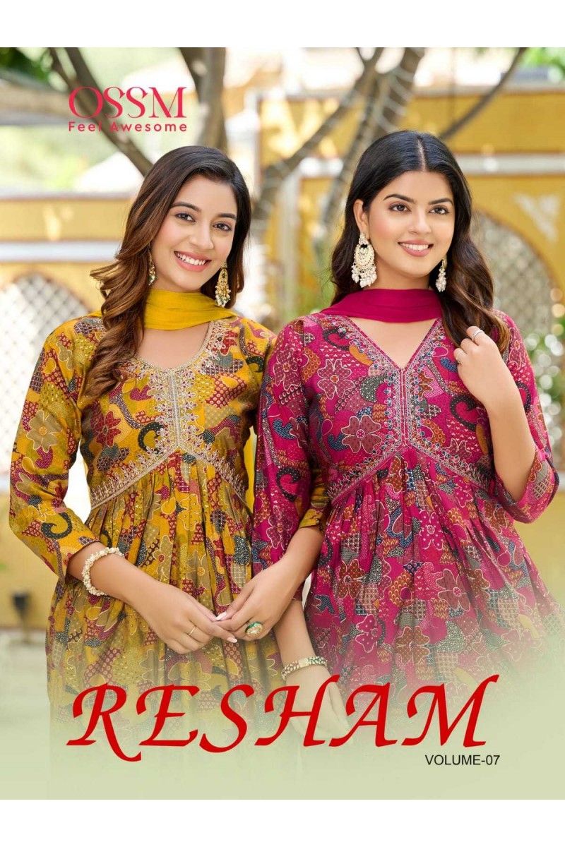 Ossm Resham Vol-7 Designer Festive Wear Kurti With Bottom And Dupatta