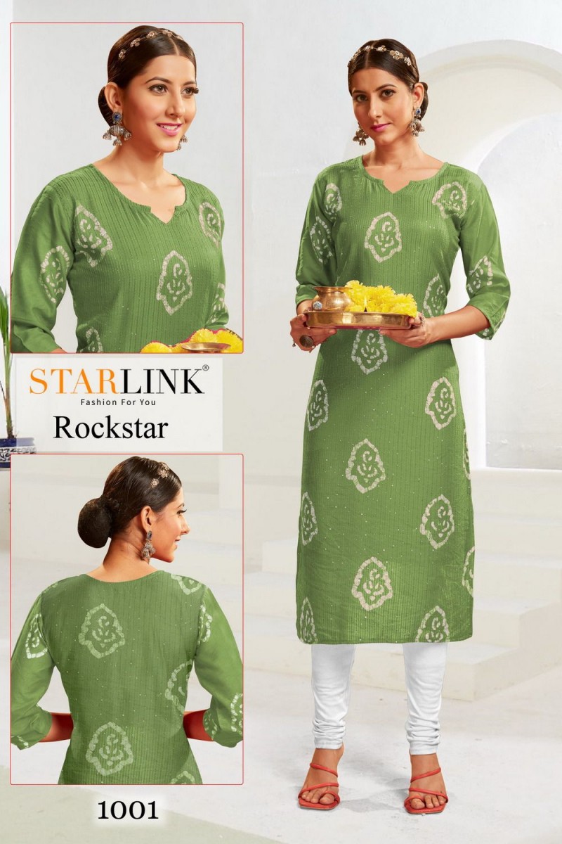 Rockstar-1001 Straight Embroidery Work Size Set Kurti Catalogue Set
