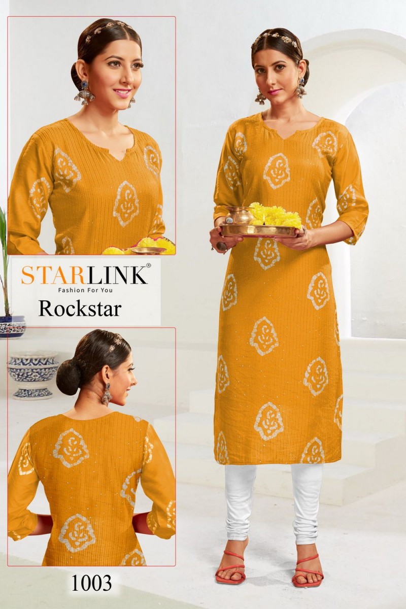 Rockstar-1003 Straight Embroidery Work Size Set Kurti Catalogue Set