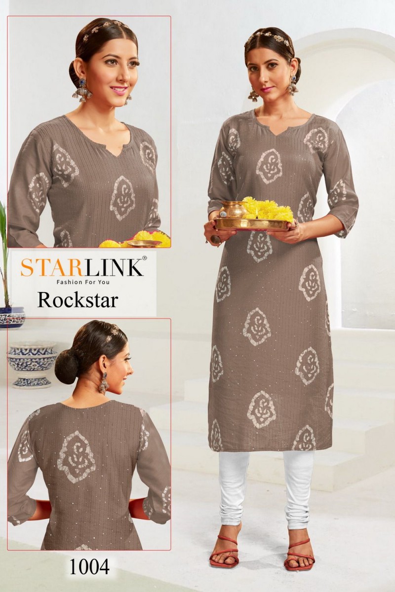 Rockstar-1004 Straight Embroidery Work Size Set Kurti Catalogue Set