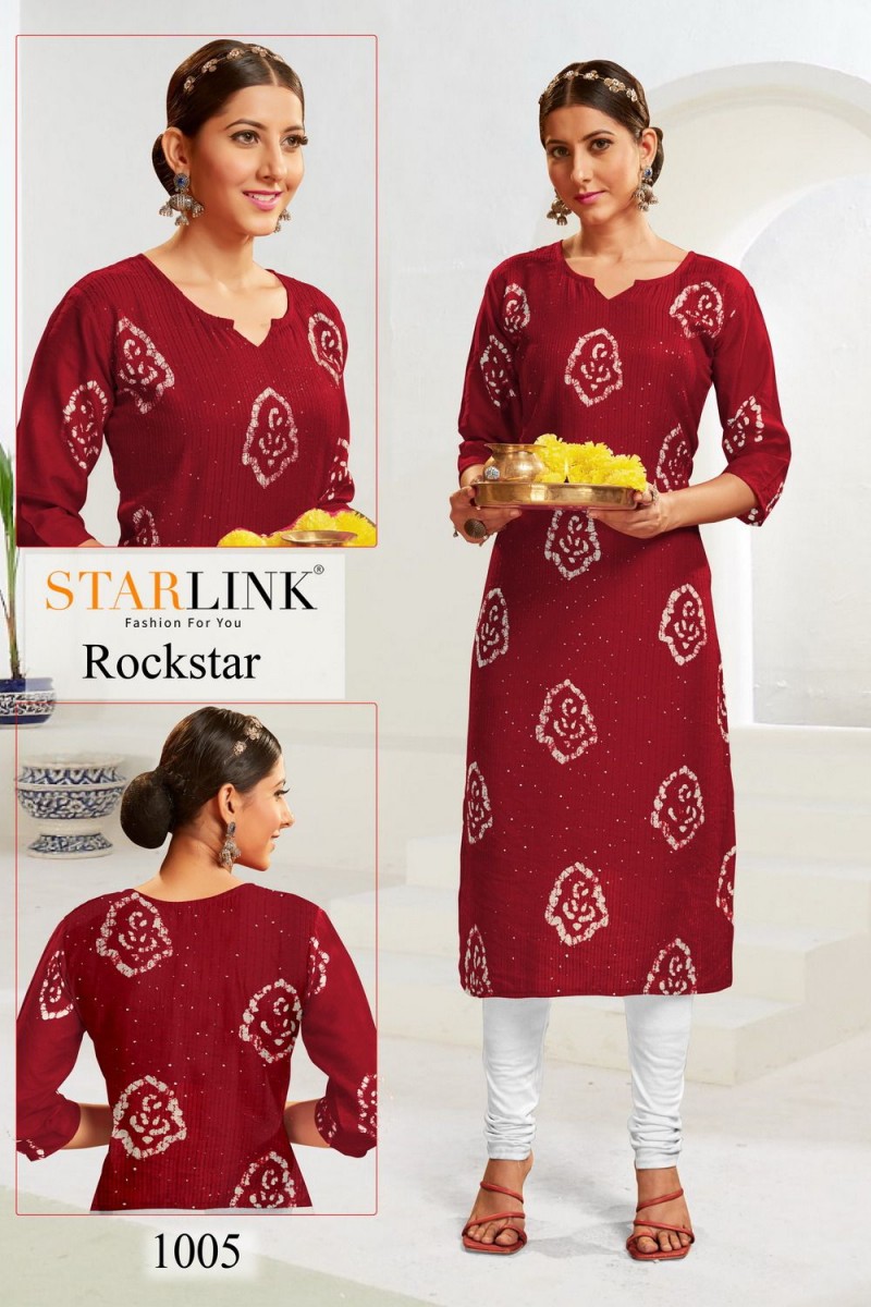 Rockstar-1005 Straight Embroidery Work Size Set Kurti Catalogue Set