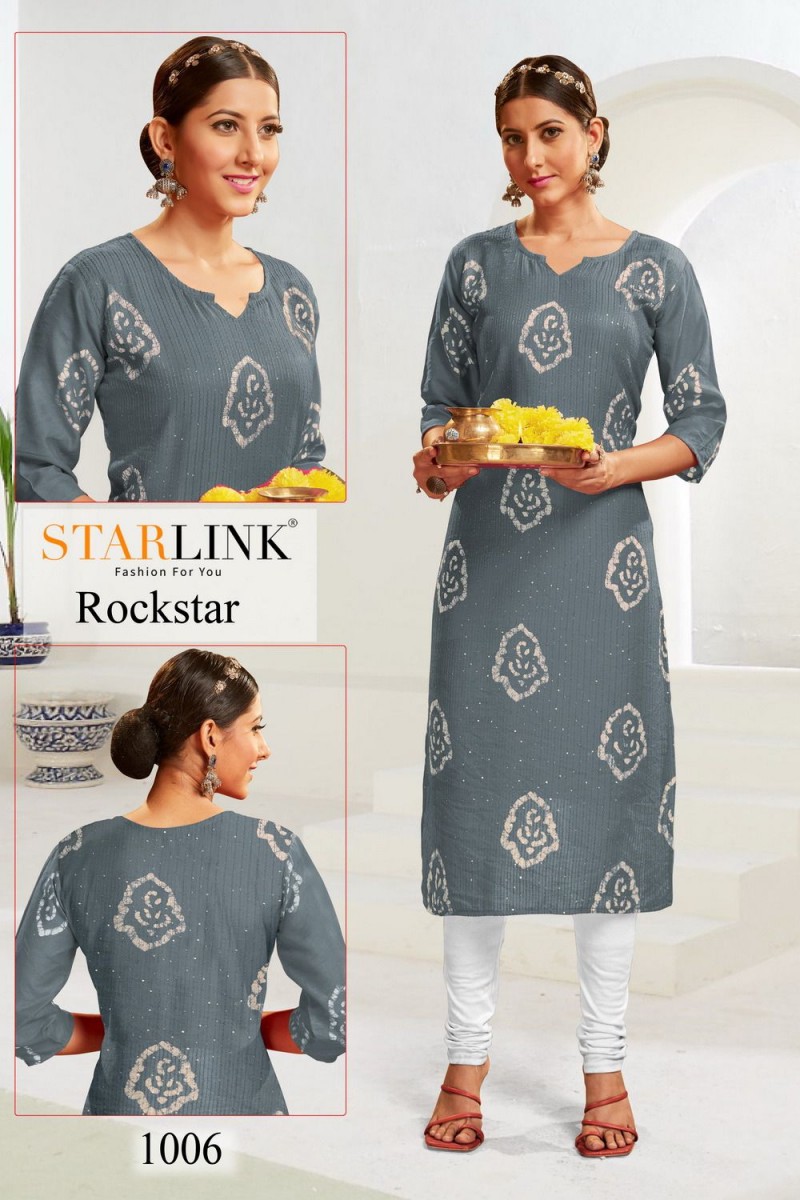 Rockstar-1006 Straight Embroidery Work Size Set Kurti Catalogue Set