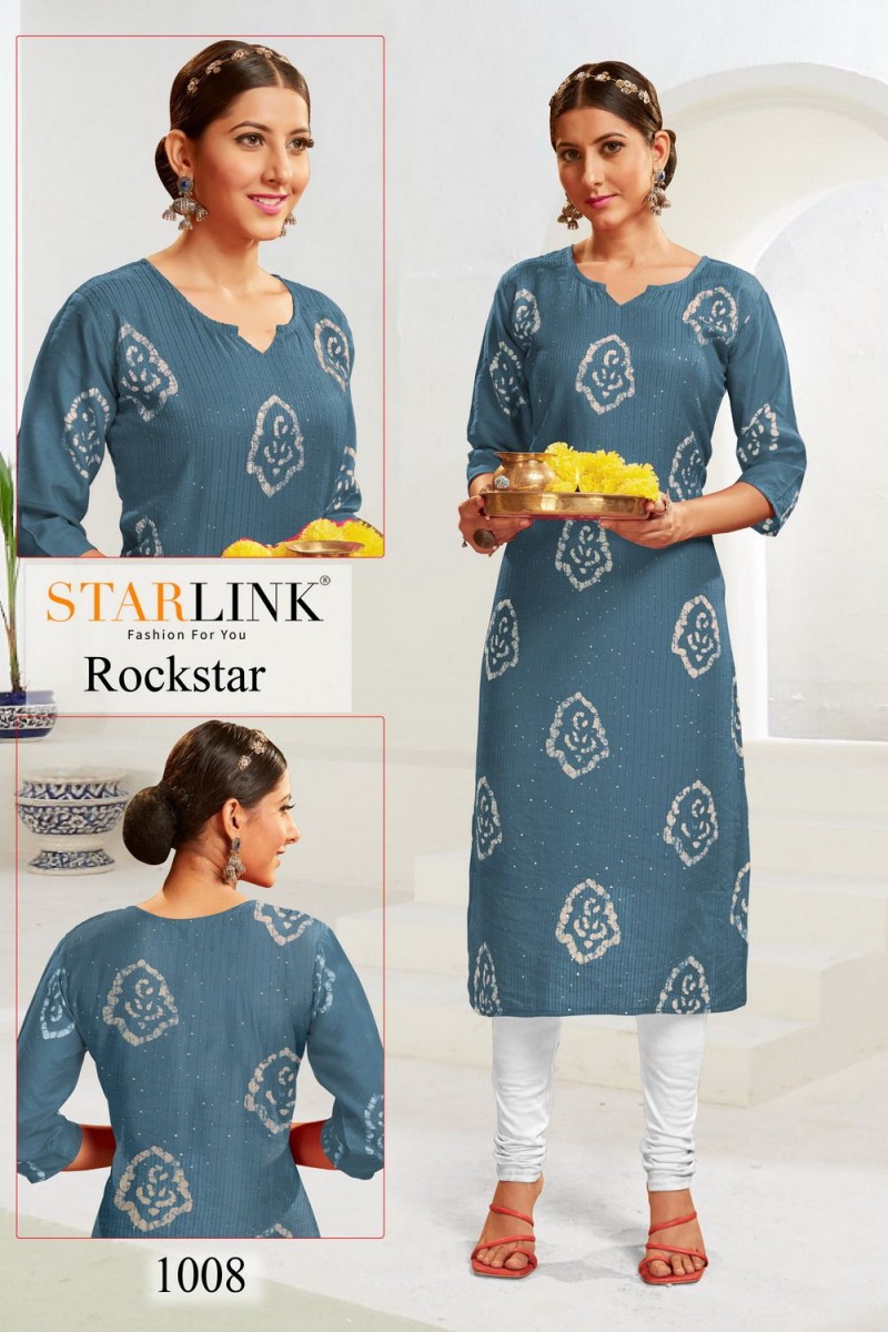Rockstar-1008 Straight Embroidery Work Size Set Kurti Catalogue Set