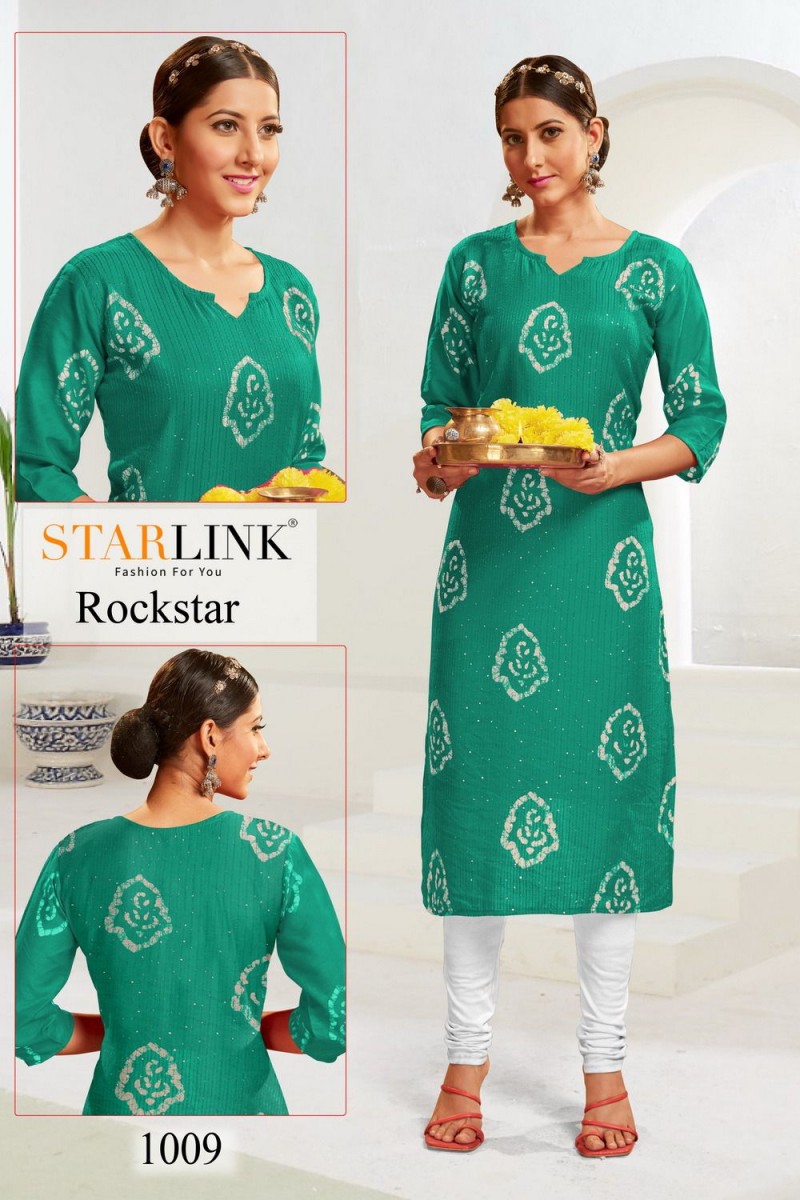 Rockstar-1009 Straight Embroidery Work Size Set Kurti Catalogue Set