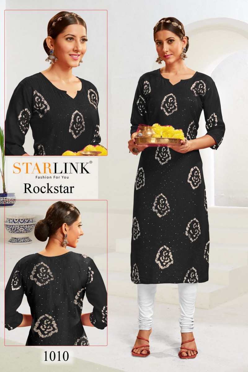 Rockstar-1010 Straight Embroidery Work Size Set Kurti Catalogue Set