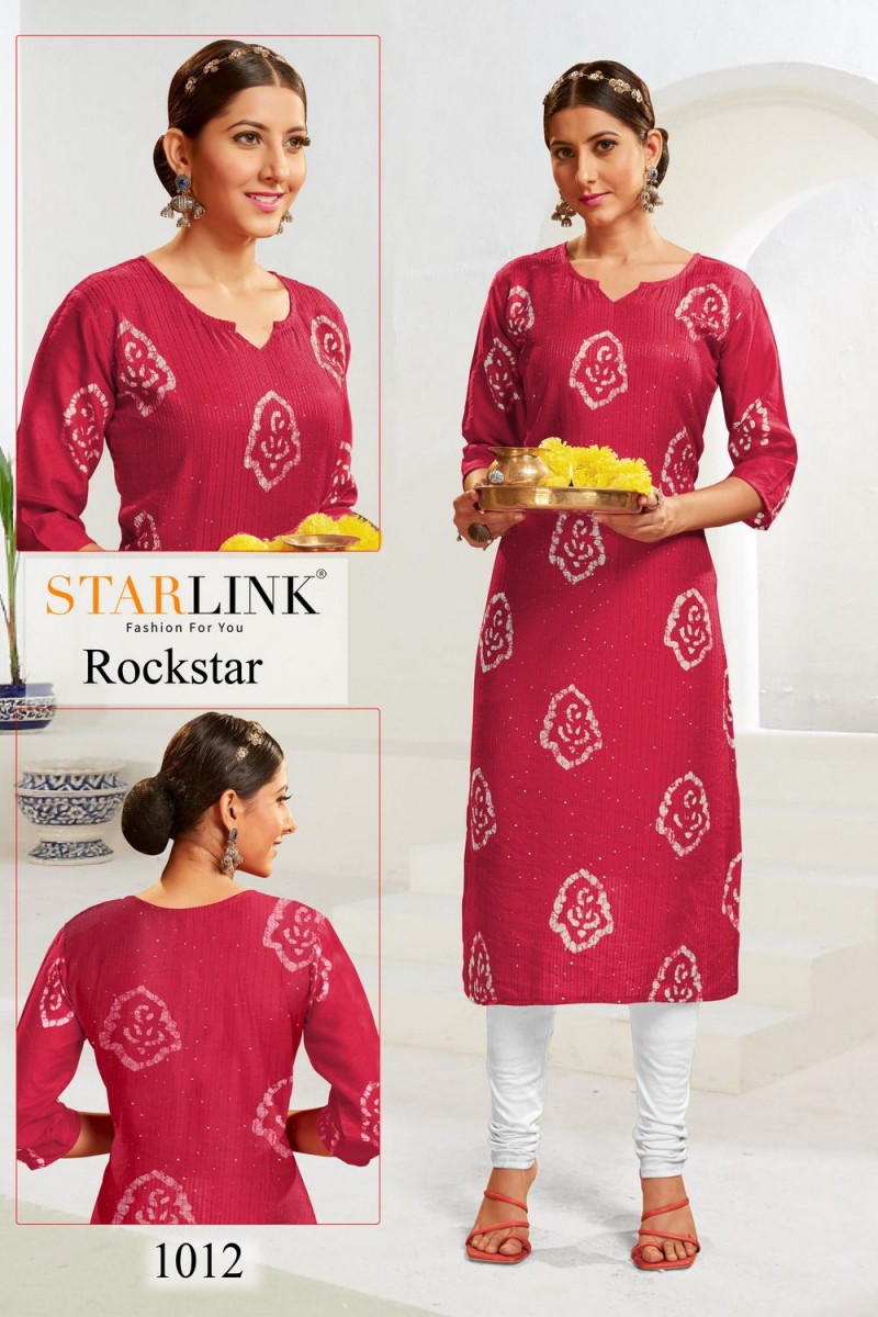 Rockstar-1012 Straight Embroidery Work Size Set Kurti Catalogue Set