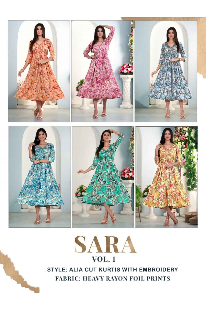 Hirwa Sara Ethnic Wear Wholesale Readymade Long Kurtis Manufacturer