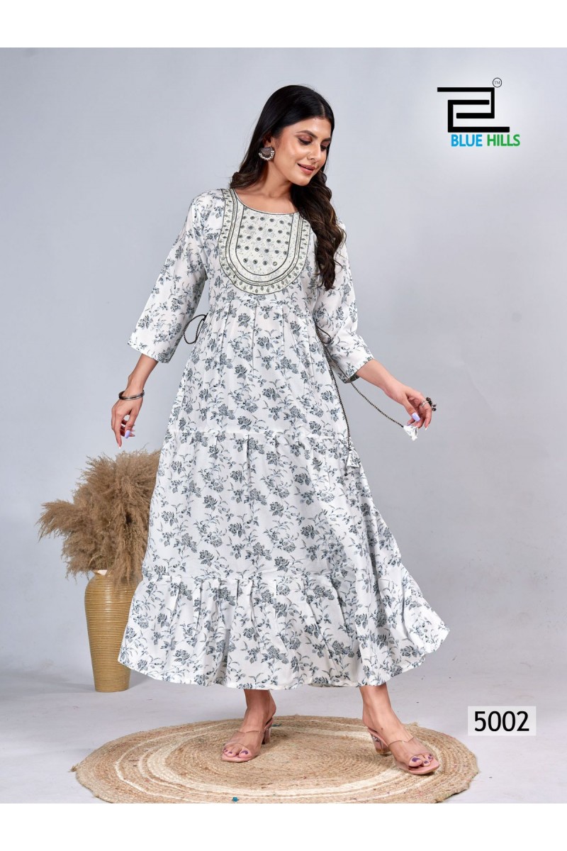 Blue Hills Sarfaraz Vol-5 Designer Rayon Printed Long Kurtis Manufacturer