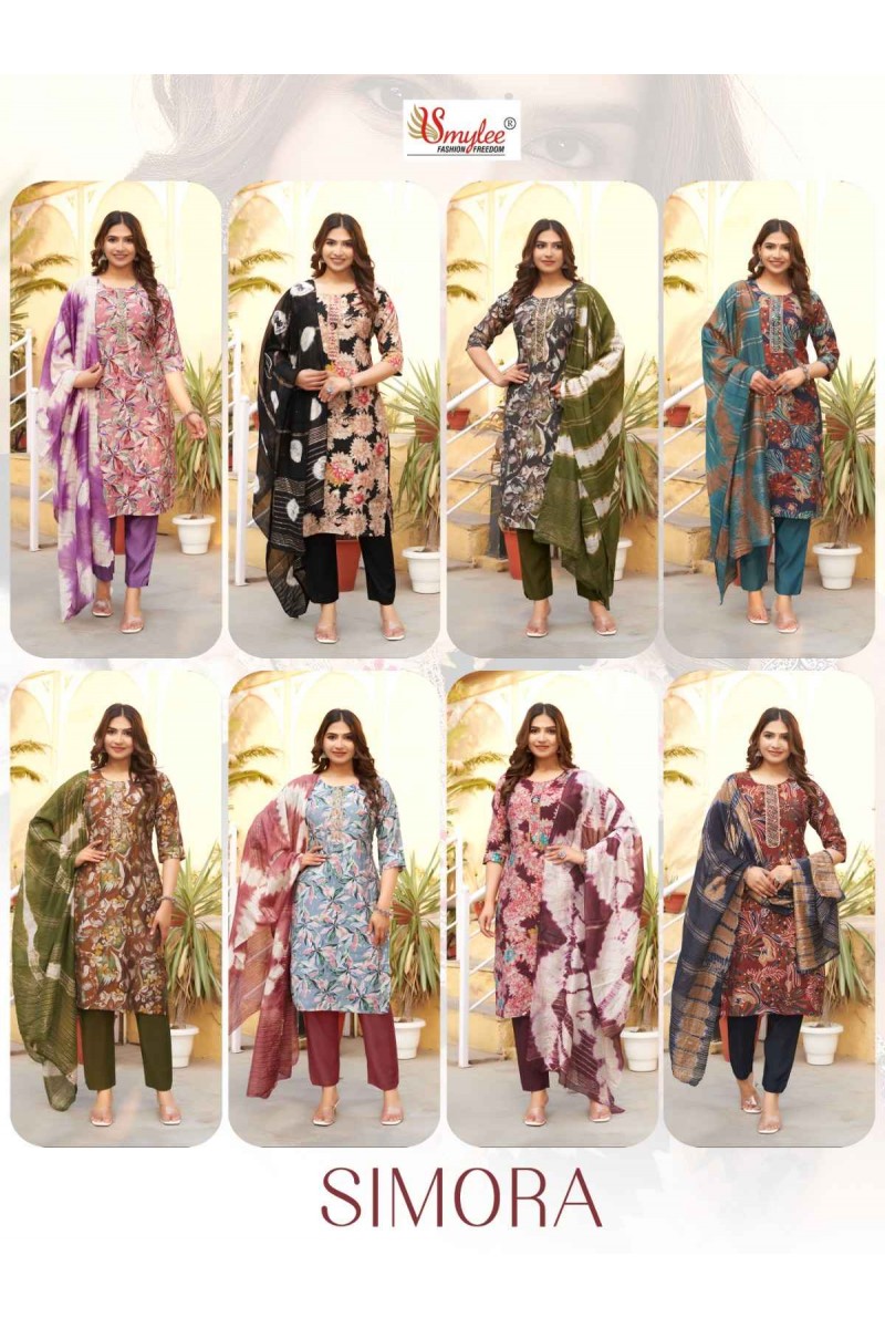 Smylee Simora Modal Silk Readymade Pant Style Latest Kurti Designs