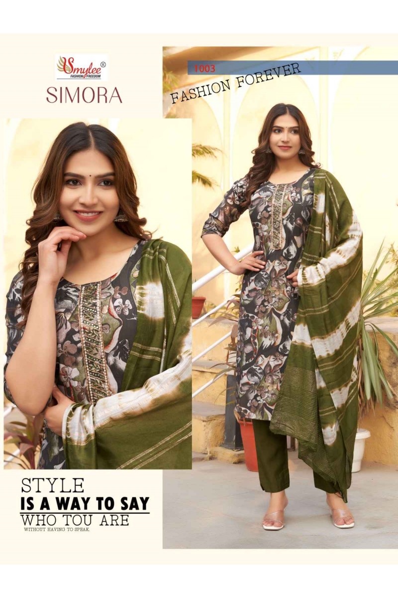 Smylee Simora Modal Silk Readymade Pant Style Latest Kurti Designs
