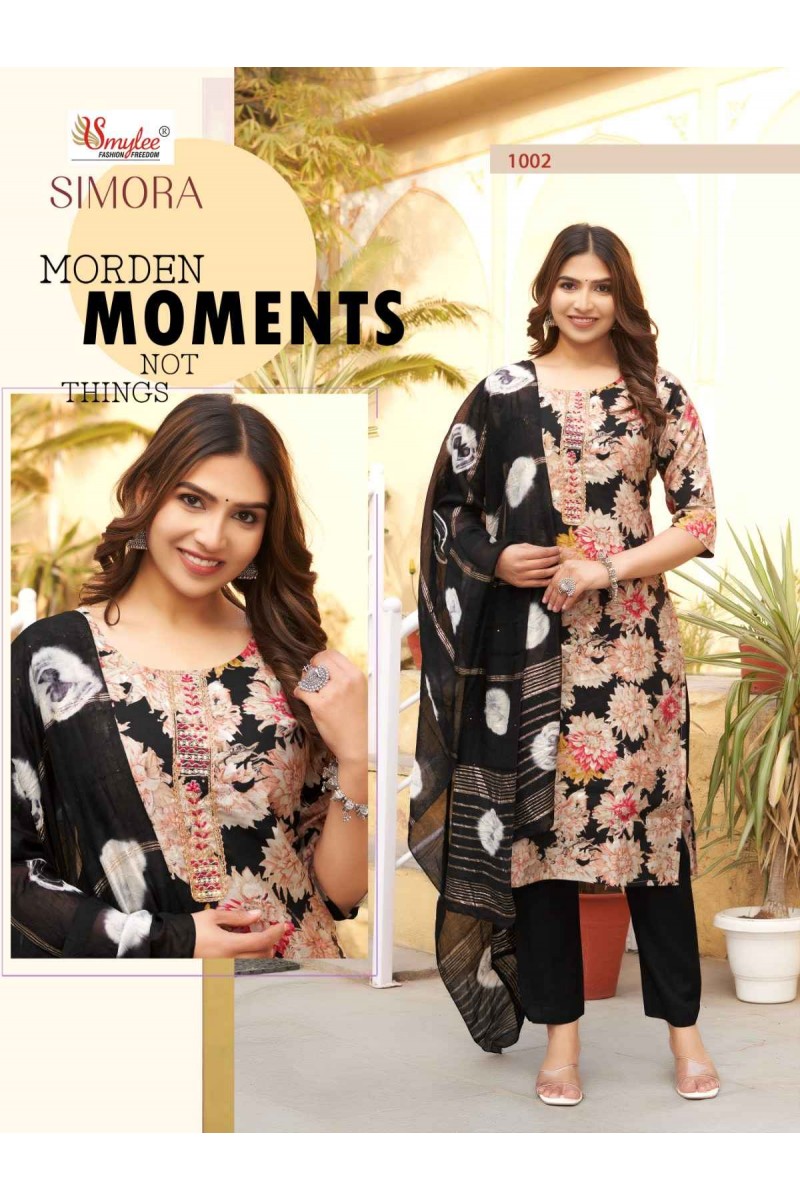 Smylee Simora Modal Silk Readymade Pant Style Latest Kurti Designs