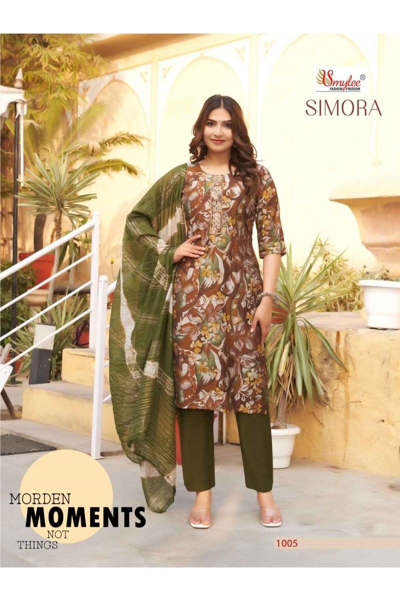 Smylee Simora Modal Silk Readymade Pant Style Latest Kurti Designs