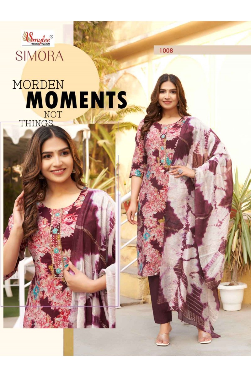 Smylee Simora Modal Silk Readymade Pant Style Latest Kurti Designs
