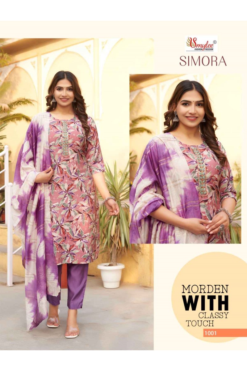 Smylee Simora Modal Silk Readymade Pant Style Latest Kurti Designs