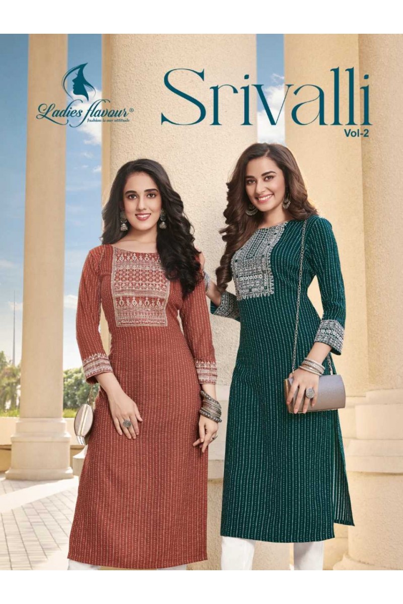 Ladies Flavour Srivalli Vol 2 Designer Viscose Kurtis Set Supplier