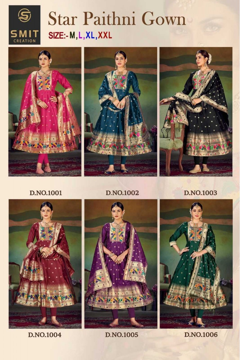 Smit Creation Star Paithani Gown Silk Gown Catalogue Set Traders