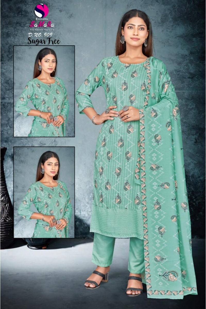 Samara Sugar Free-909 Wholesale Ready Made Muslin Combo Set Kurtis