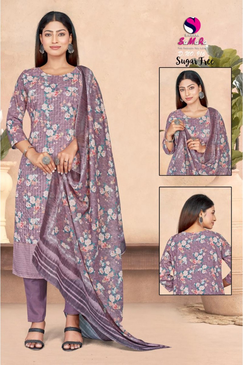 Samara Sugar Free-916 Wholesale Ready Made Muslin Combo Set Kurtis