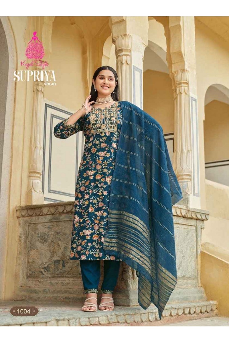 Kajal Style Supriya Vol-1 Straight Cut Rayon Printed New Designs Kurtis