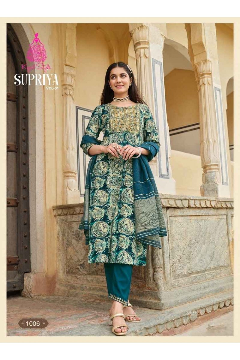Kajal Style Supriya Vol-1 Straight Cut Rayon Printed New Designs Kurtis