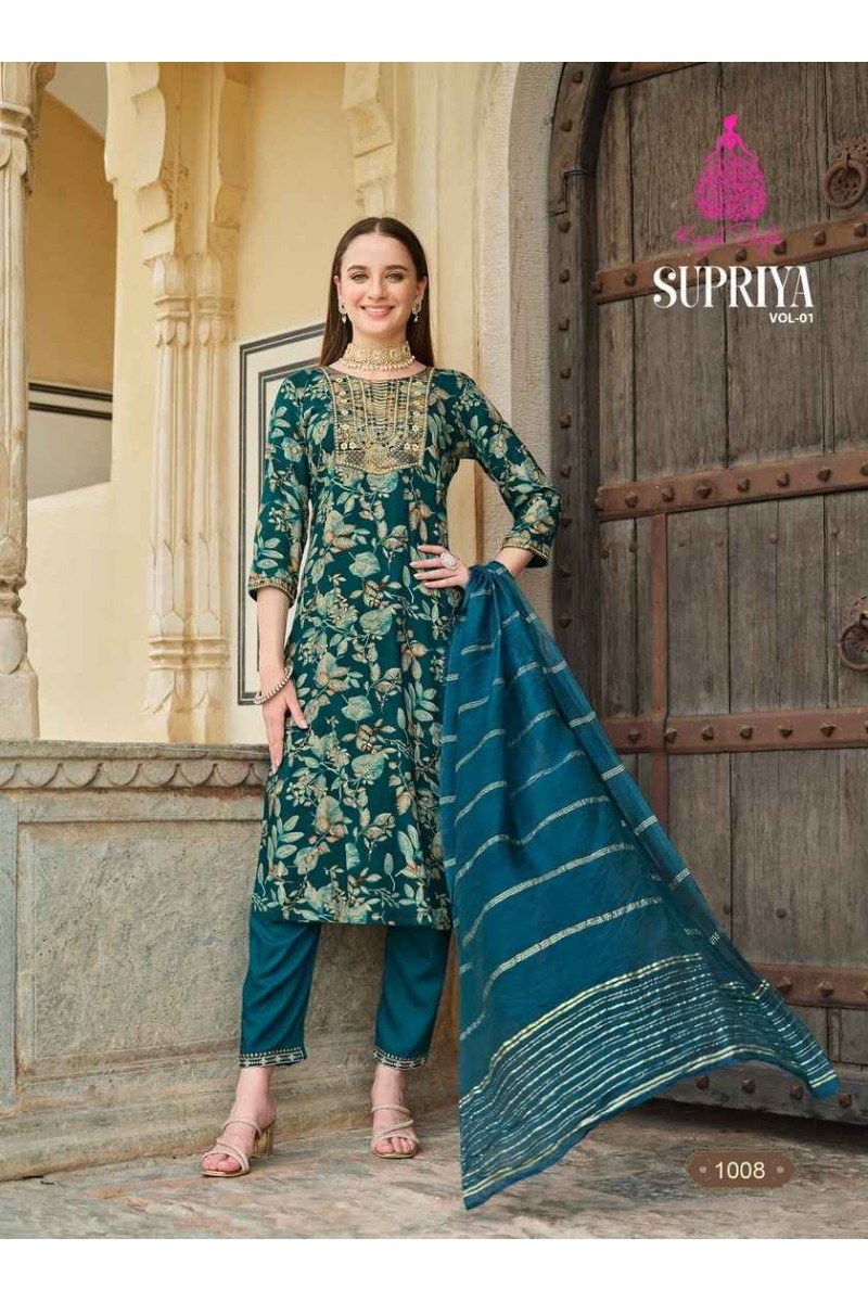 Kajal Style Supriya Vol-1 Straight Cut Rayon Printed New Designs Kurtis