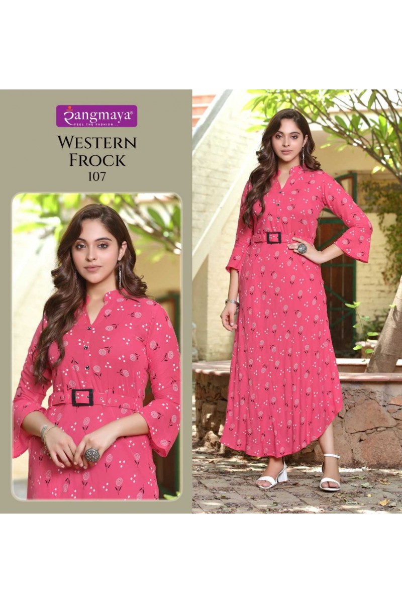 Rangmaya Western Frock Casual Wear Rayon Kurti Catalogue Set
