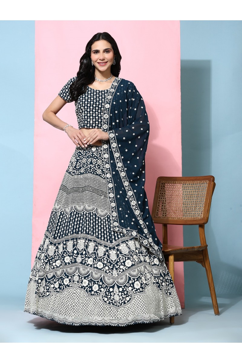 Amoha Trendz D.No-C1958-B Wedding Wear Georgette Single Lehenga Choli