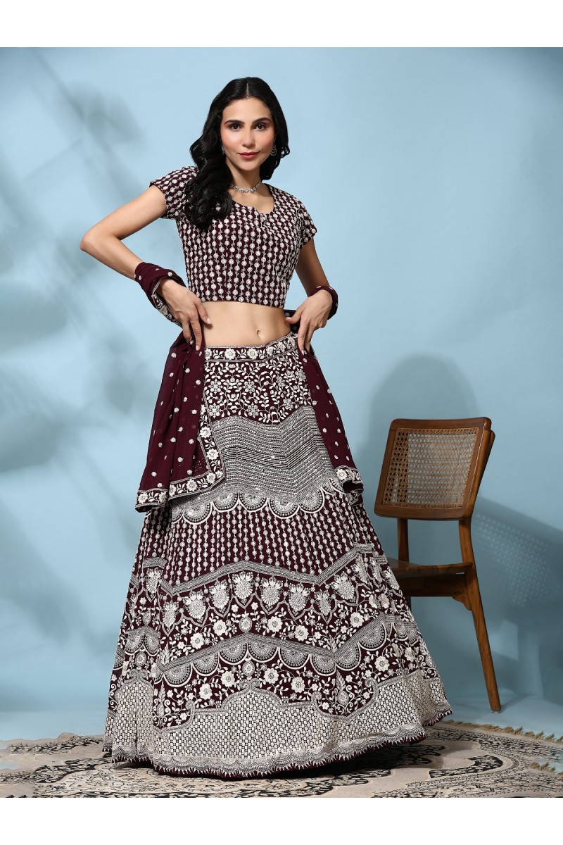 Amoha Trendz D.No-C1958-C Wedding Wear Georgette Single Lehenga Choli