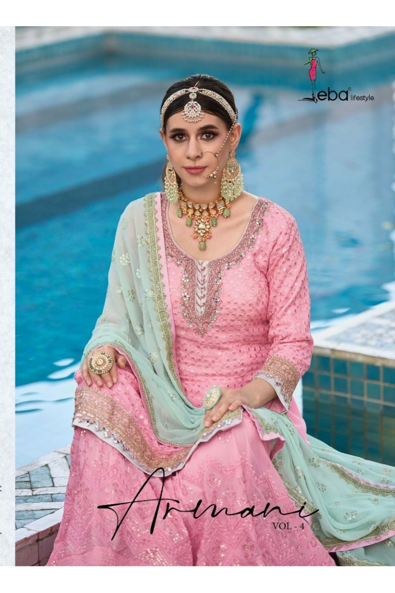 Eba Lifestyle Armani Vol-4 Readymade Faux Georgette Salwar Suits Catalogue