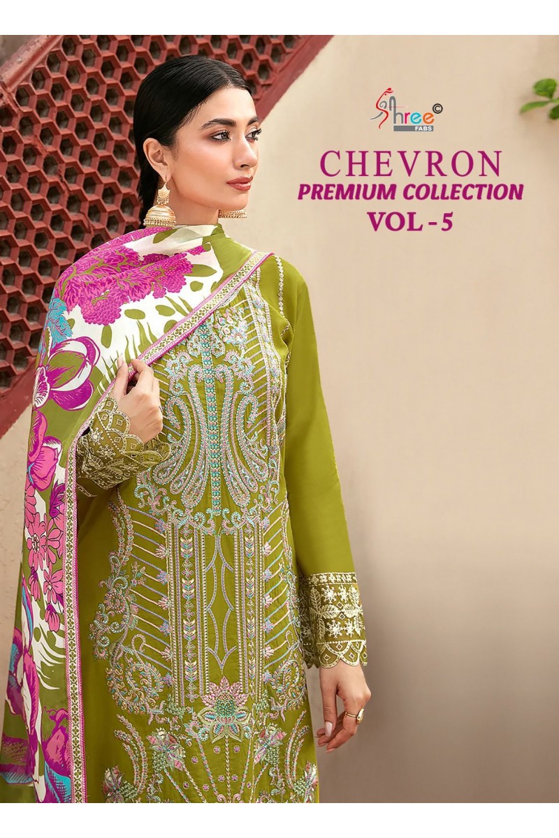 Shree Fab Chevron Premium Collection Vol-5 Chiffon Cotton Salwar Suit