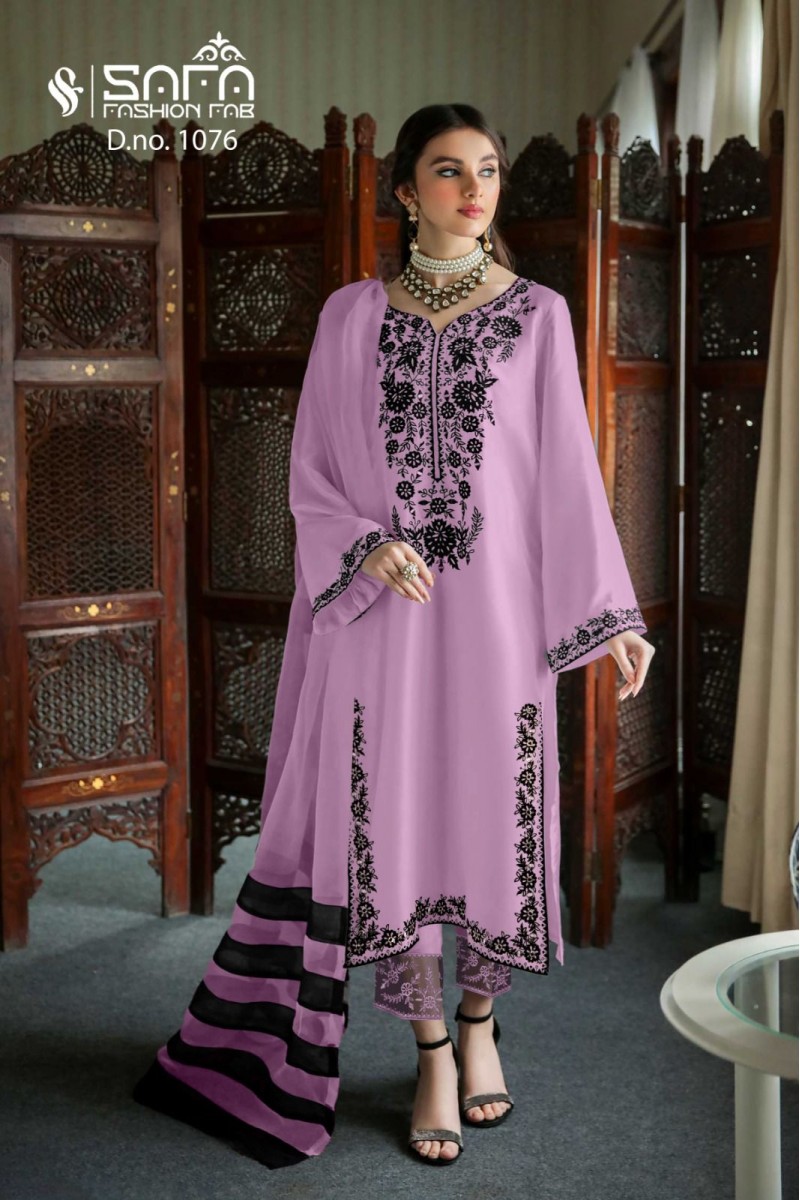 Safa Fashion Fab D.No-1076 Readymade Georgette Pants Suits Catalogue Set