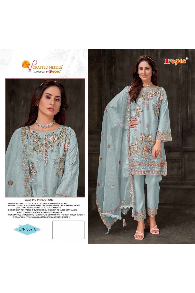 Fepic D.No-657 Organza Pakistani Full Stiched Salwar Suits Wholesale