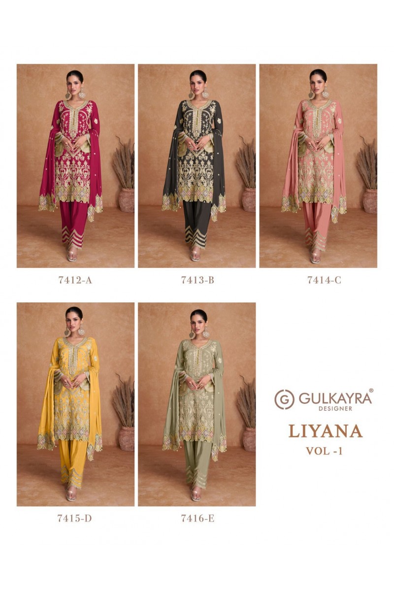 Gulkarya Designer Liyana Vol-1 Chinon Designer Salwar Suits Collection