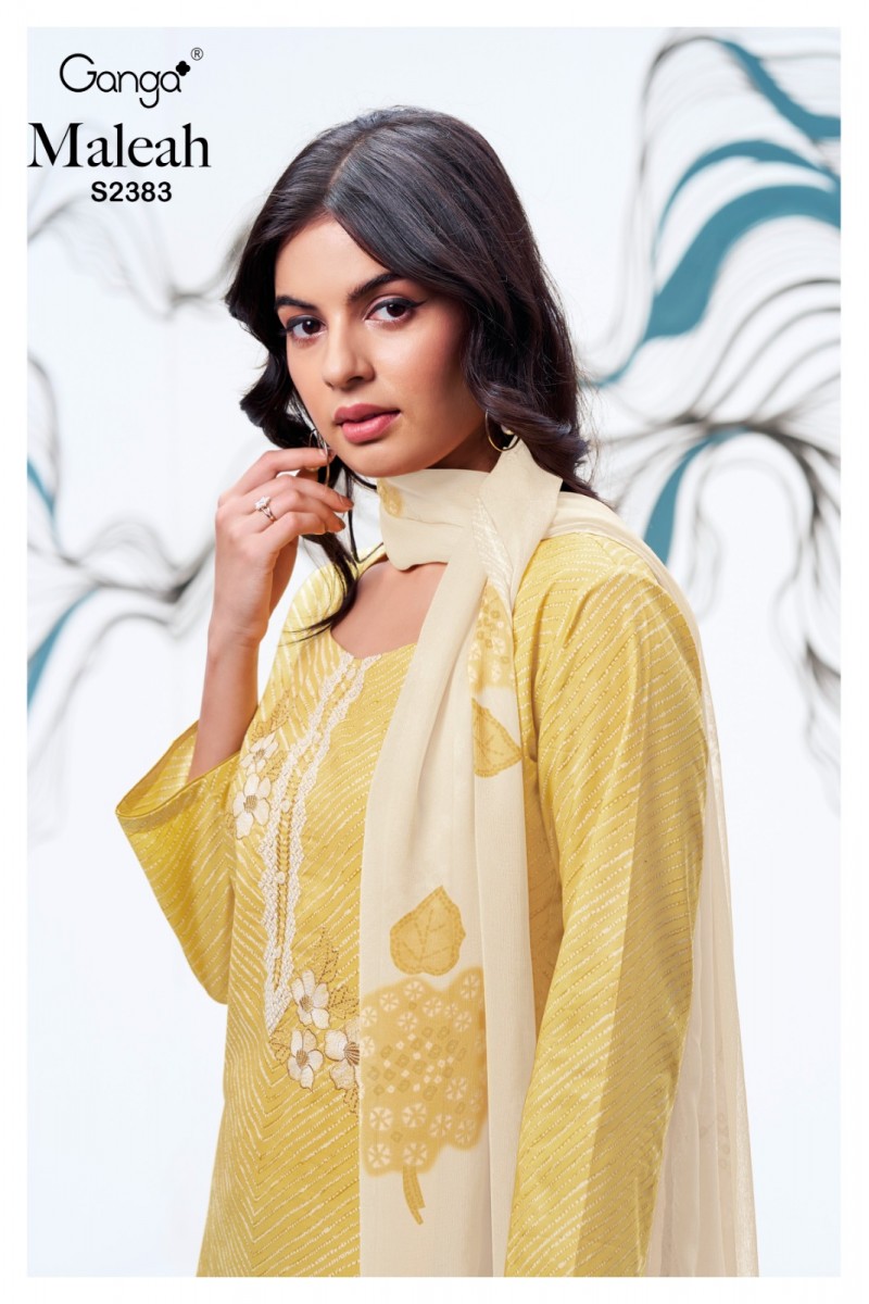 Ganga Maleah Premium Cotton Embroiderd Unstich Salwar Kameez