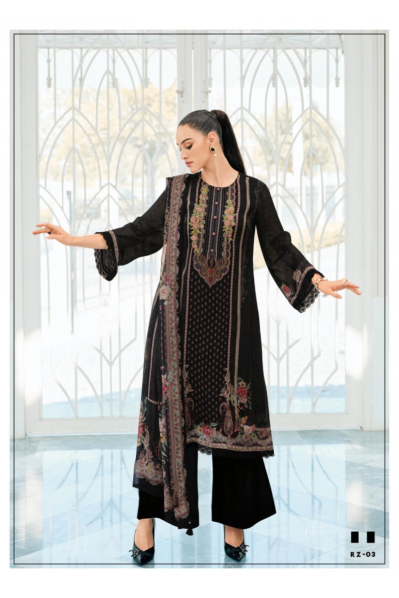 Varsha Rivaaz Viscose Chinon Palazzo Style Designer Salwar Suits Wholesaler