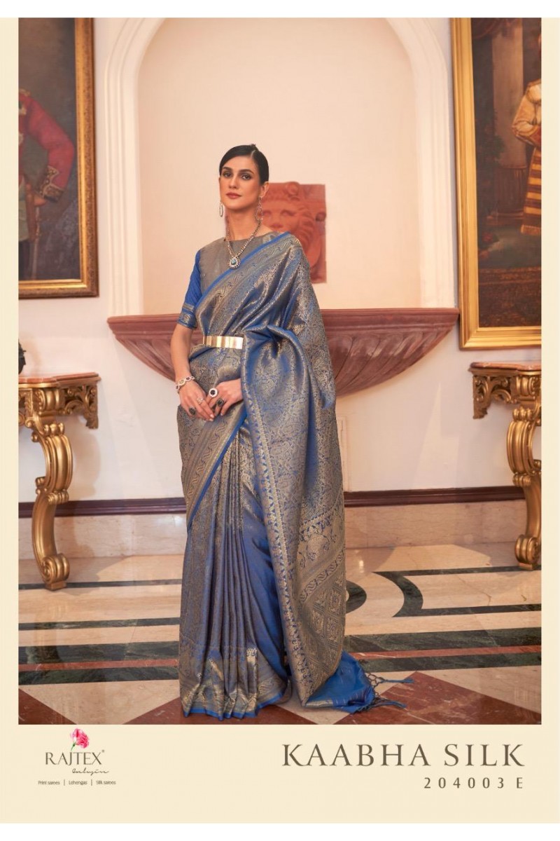 Rajtex Kaabha Silk-204003-E Weaving Handloom Semi Stitched Sarees