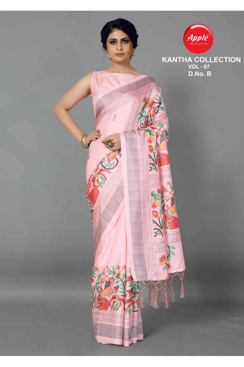 Apple Kantha Collection Vol-7-B Printed Manipuri Silk Saree