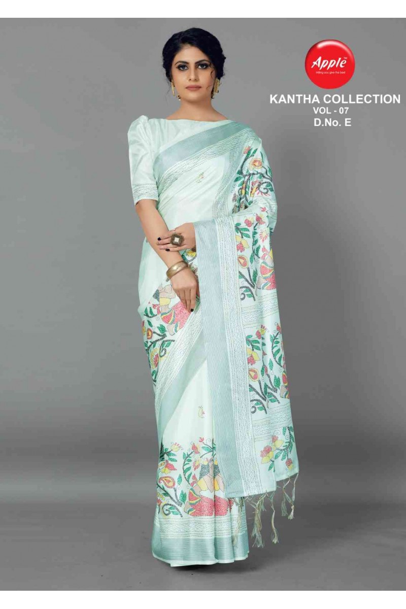 Apple Kantha Collection Vol-7-E Printed Manipuri Silk Saree