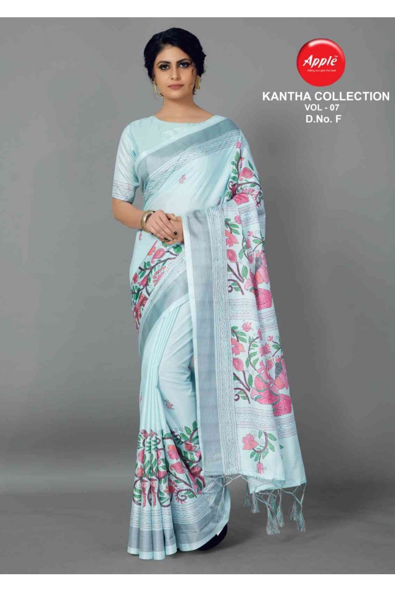 Apple Kantha Collection Vol-7-F Printed Manipuri Silk Saree