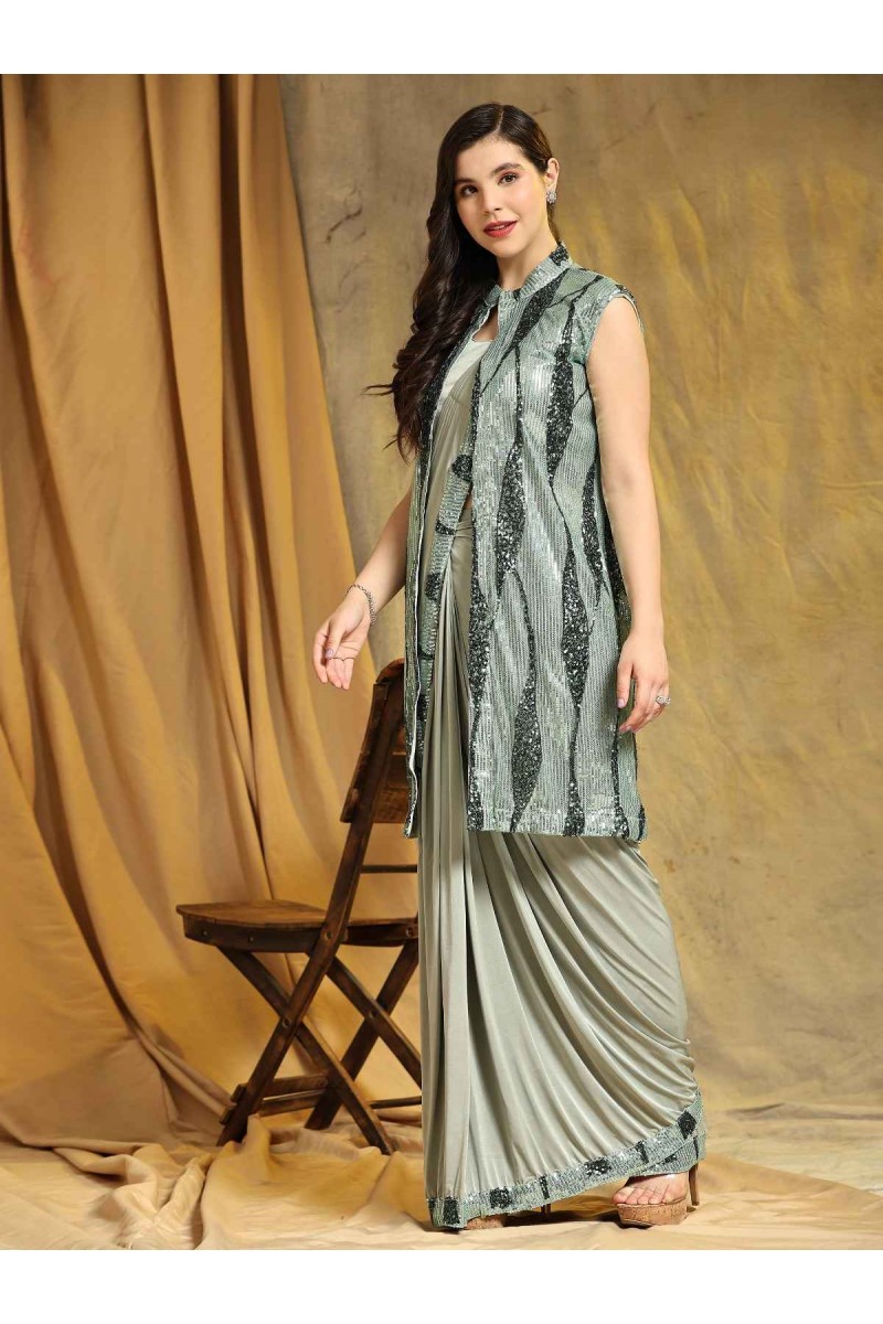 Amoha Trendz D.No-10523-C Designer Latest Ready To Wear Saree Wholesaler