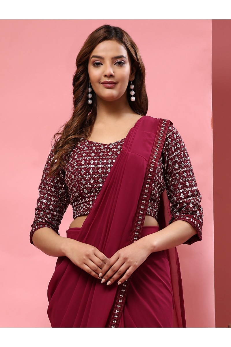 Amoha Trendz D.No-A330-E Exclusive Ladies Wear Readymade Georgette Saree