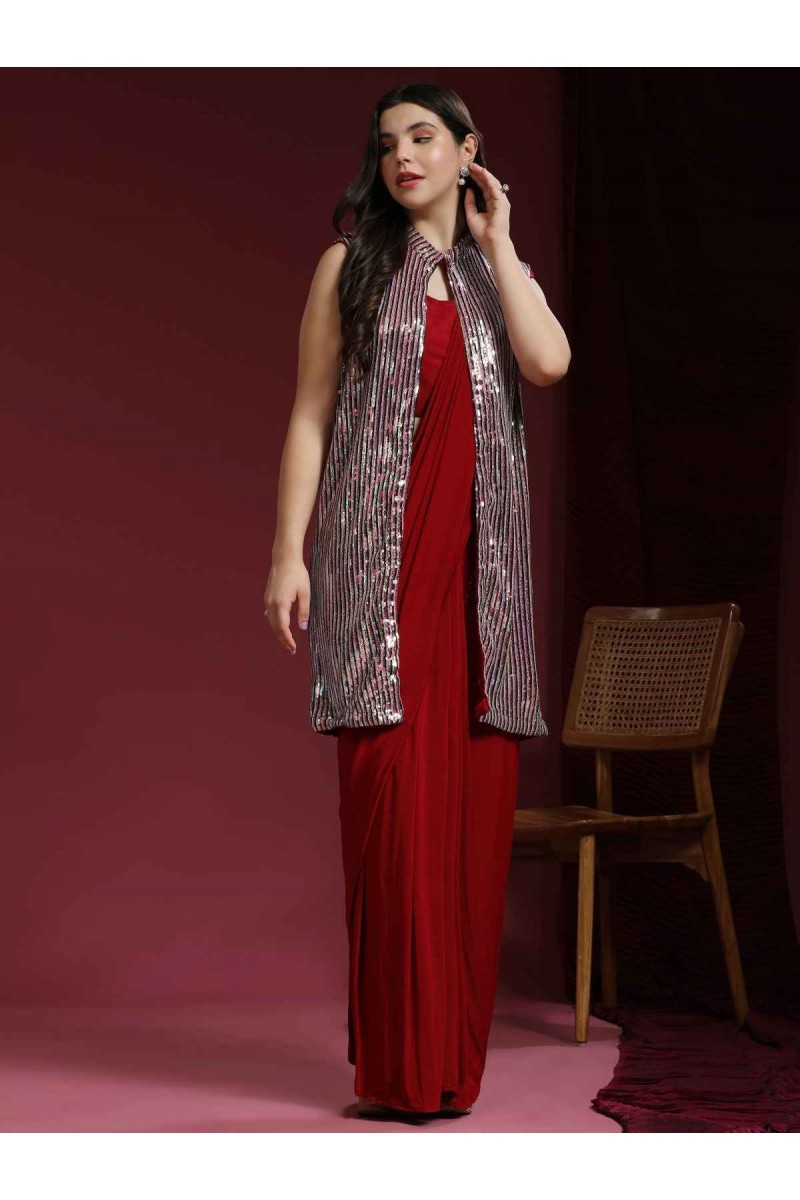 Amoha Trendz Imported Lycra D.No-10519-A Shrug Single Saree Apparels