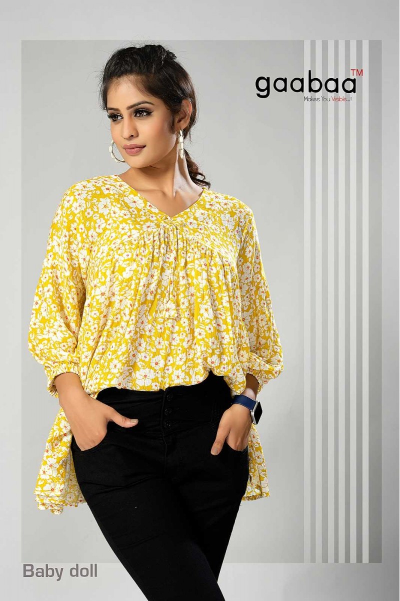 Gaabaa Baby Doll-2 Short Rayon Size Set Designer Fancy Tops Set