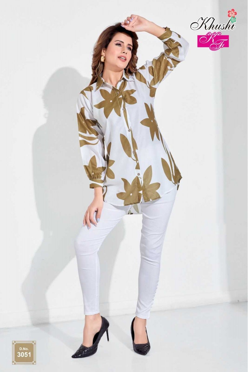 Khushi KF D.No-3051 Office Wear Western Wear Top Set Catalogue Set