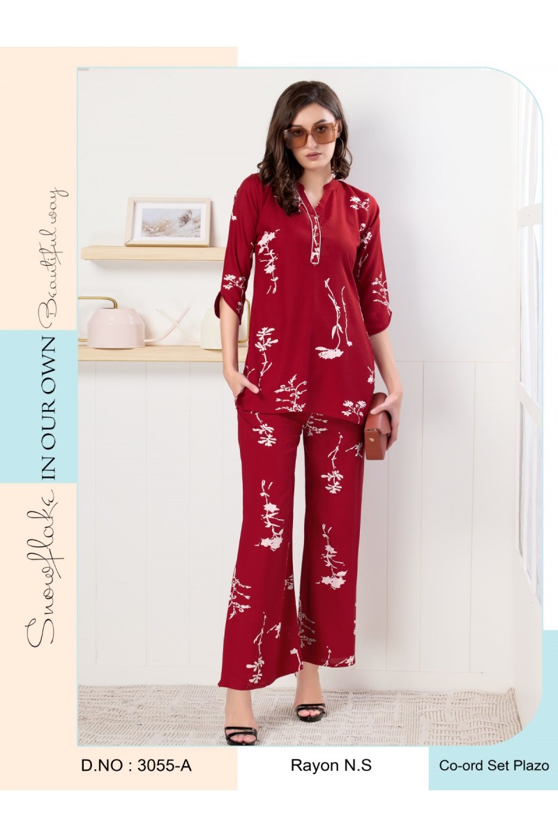 D.No-3055-A Western Wear Rayon Ladies Wear Combo Co-ord Set