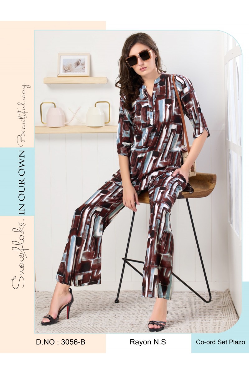 D.No-3056-B Western Wear Rayon Ladies Wear Combo Co-ord Set