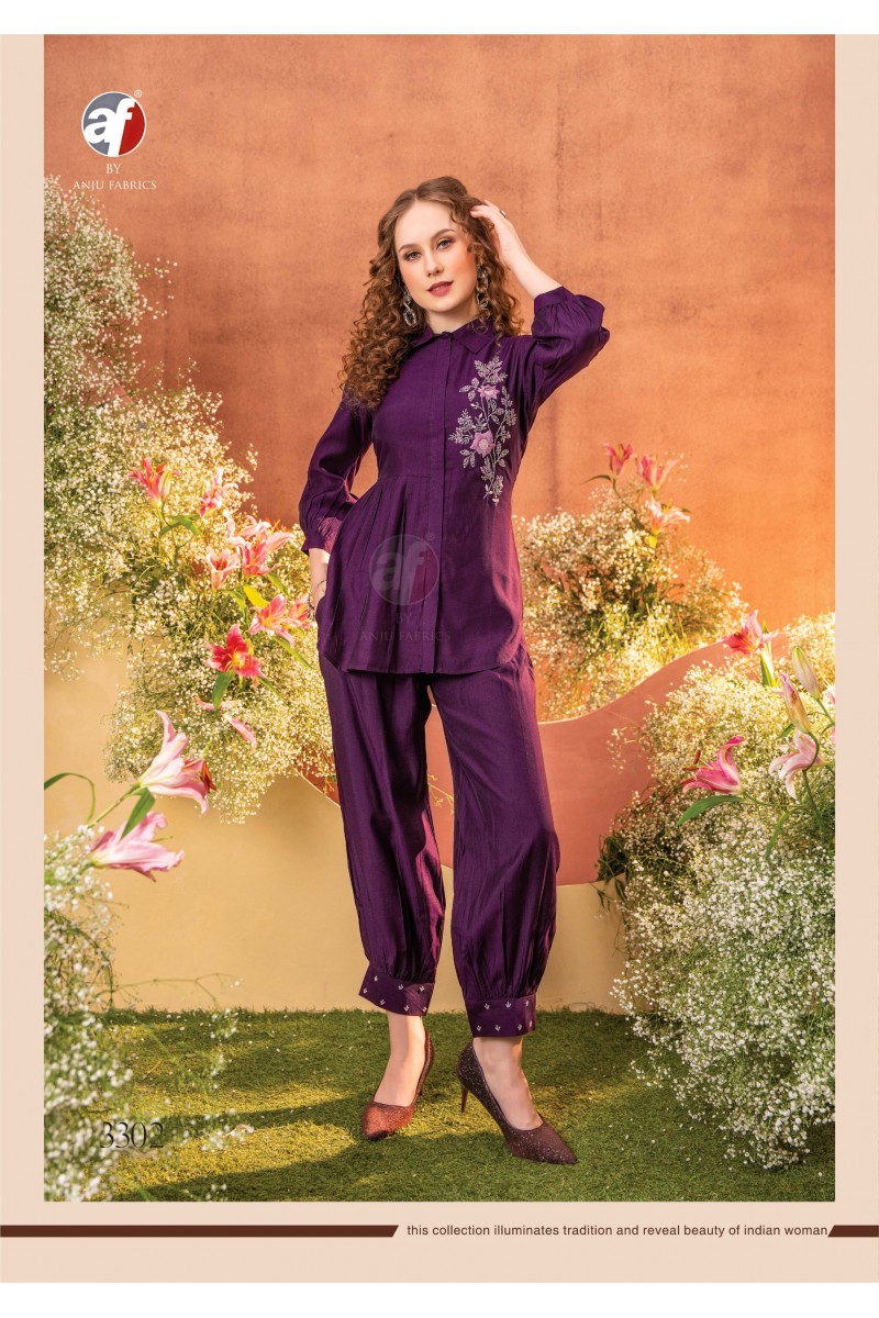 Anju Fabrics Fusion Vol-4 Viscose Full Stiched Readymade Cord Set Apparels