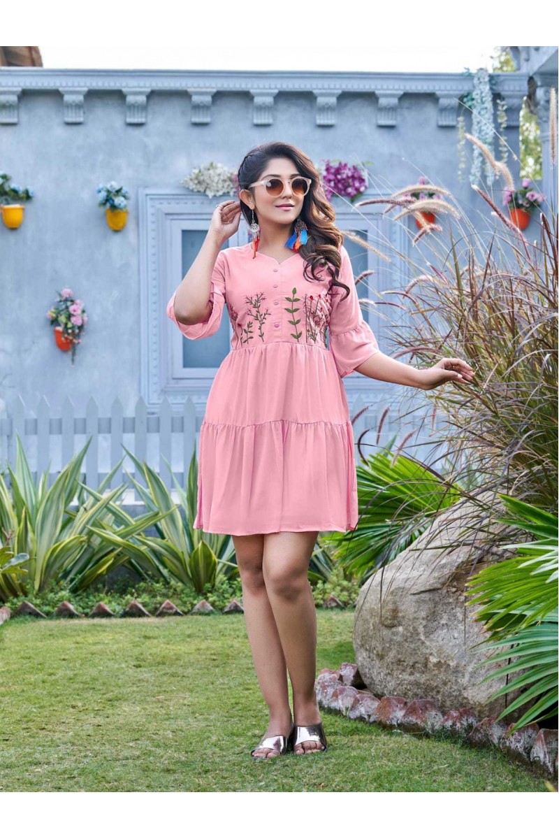 Insta Girl Vol-2 Georgette Embroidery Short Tops Catalogue Set