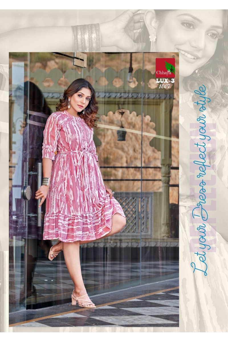 Chhaya Lux Vol-3 Wholesale Western Wear Long Anarkali Style Tunic Tops